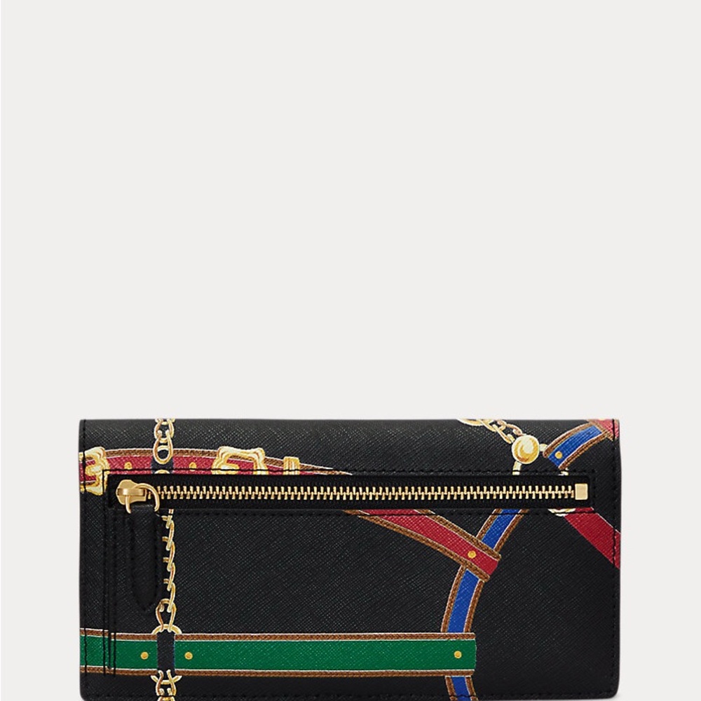 Ralph Lauren Print Crosshatch Leather Slim Wallet - Picture 2 of 6